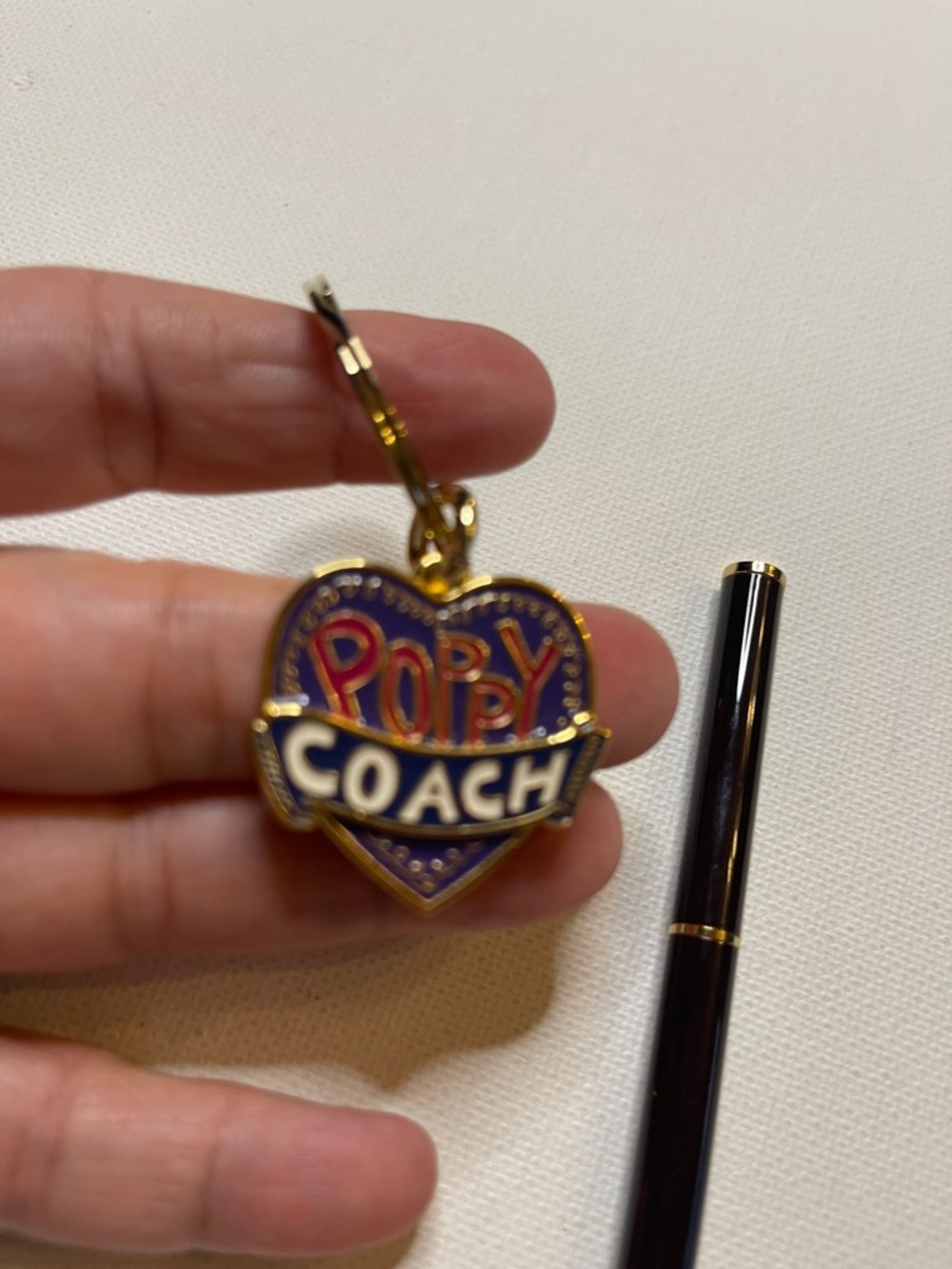 Coach Poppy Heart Keyring - Navy, Red & Gold and Coach Pen - Picture 2 of 6